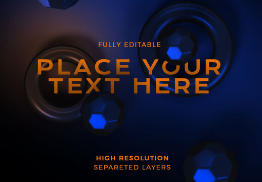 Metallic Gradient Blue Composition of Geometric Shapes Mockup