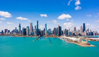 Stof per meter Chicago skyline © daniel