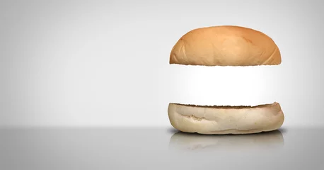 Foto op Plexiglas Hamburger bun bread as empty buns with copy space © freshidea