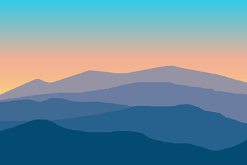 Fototapeta na wymiar vector illustration of mountain landscape before sunrise with gradient color
