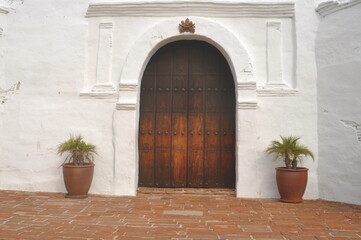 Fototapeta na wymiar Mission San Diego California Wood Door