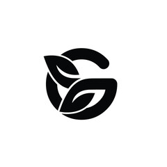 letter G leaf capital black vector logo illustration design isolated background