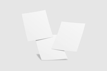 Realistic blank A4 flyer brochure for mockup. Paper or poster illustration. 3D Render.