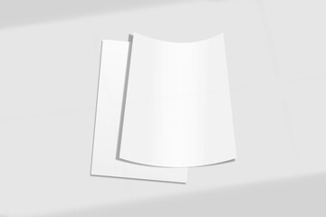 Realistic blank A4 flyer brochure for mockup. Paper or poster illustration. 3D Render.