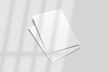 Realistic blank A4 flyer brochure for mockup. Paper or poster illustration. 3D Render.