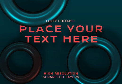 three Metallic Turquoise Rings Top View Mockup