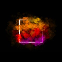 Abstract colorful smog with white frame for dust explosion wallpaper design