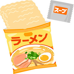 開封した袋入りインスタントラーメン
