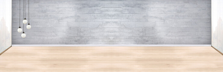 new empty living room interior decoration wooden floor, stone wall concept. decorative background for home, office and hotel. 3D illustration