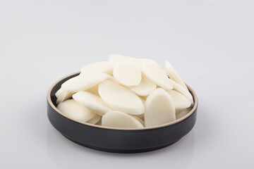 Korean food ingredient, dried white rice cake.