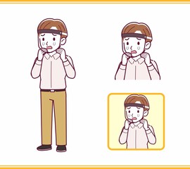 Young man in pink clothes