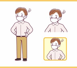 Young man in pink clothes