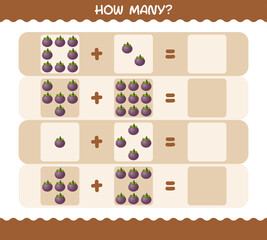 How many cartoon mangosteen. Counting game. Educational game for pre shool years kids and toddlers
