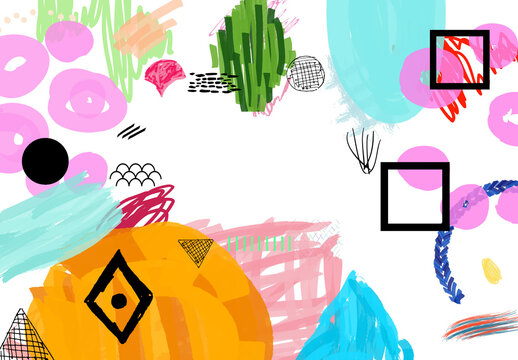 Set of Artistic Hand Drawn Scribbles with Marker and Ink