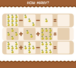 How many cartoon pear. Counting game. Educational game for pre shool years kids and toddlers