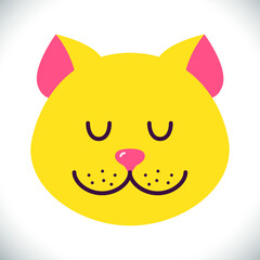 Icon of cat head. Easter symbol. Cartoon kitten animal character cute kawaii pastel yellow on white background. Vector illustration