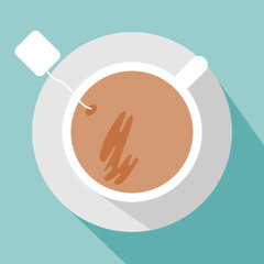 cup of tea flat design long shadow vector