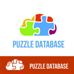 Cloud Puzzle Jigsaw for data base storage, technology theme, together icon, teamwork training service business logo vector concept