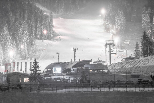 Night Skiing in Ski Resort