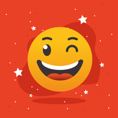 Happy and wink emoji face vector design
