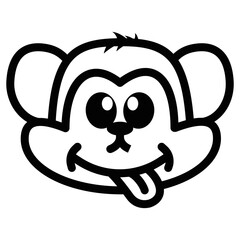 line icons set symbols and types of monkey animal face emoticon vector illustration