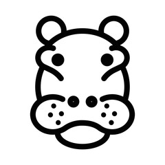 line icon set symbol and type hippo animal face emoticon vector illustration