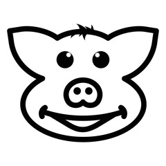 line icon set symbols and types of pig face emoticon vector illustration