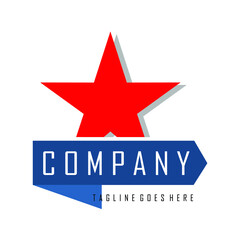 red star symbol logo with ribbon under it