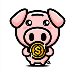 cute piggy bank vector design