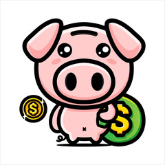 cute piggy bank vector design