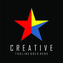 Obraz premium red yellow blue color star symbol logo