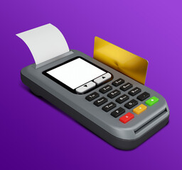 Debit and credit card reader machine in 3d design 