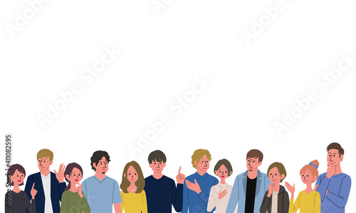 様々な人々のイラスト 大勢の男女 カップル 人物 バナー Adult Wall Mural Adu Matsu