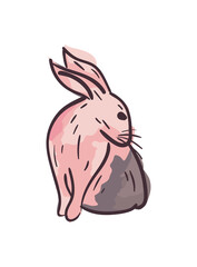 Cute white and gray rabbit painting vector design