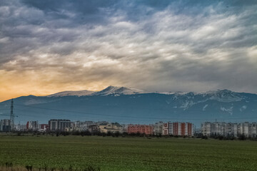 the Fire sky back Vitosha mountain Sofia 