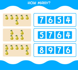 How many cartoon pear. Counting game. Educational game for pre shool years kids and toddlers