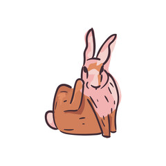 Pretty brown rabbit painting vector design