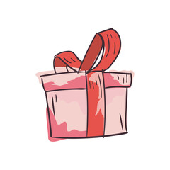 Gift with bowtie painting vector design