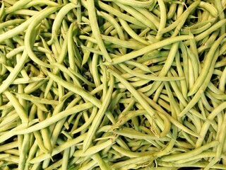 Ejotes vegetales verdes frescos