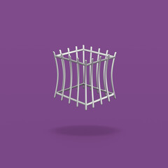 Empty Iron Cage on Purple Background