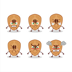 Slice of sapodilla cartoon character with various angry expressions