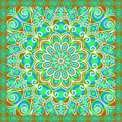 Trend colorful silk scarf with flowers. Pastel Colors.vector illutration