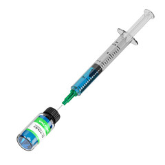 vaccine with syringe in 3d render isolated