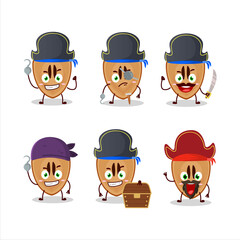 Cartoon character of slice of sapodilla with various pirates emoticons