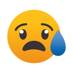 Emoji Downcast Face with Sweat, colorful design