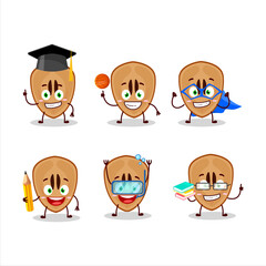 School student of slice of sapodilla cartoon character with various expressions