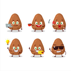 Mamey cartoon character with various types of business emoticons