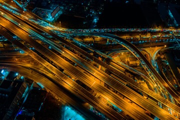 Fototapeta na wymiar Expressway top view, Road traffic an important infrastructure in Thailand