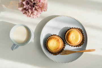 Baked cheese tart for morning breakfast