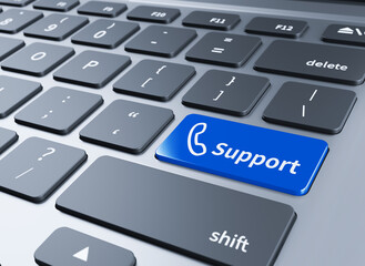 Fototapeta premium Blue support keyboard button.3d illustration